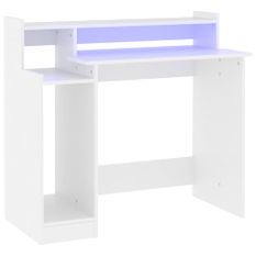 Bureau avec lumières LED Blanc 97x90x45 cm Bois d'ingénierie