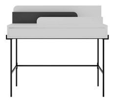 Bureau avec tiroir bois blanc et anthracite avec des pieds en métal noir Kinza 108 cm