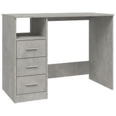 Bureau avec tiroirs Gris béton 102x50x76 cm Bois d'ingénierie