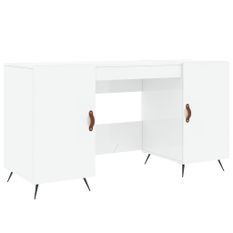 Bureau Blanc brillant 140x50x75 cm Bois d'ingénierie