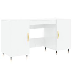 Bureau Blanc brillant 140x50x75 cm Bois d'ingénierie