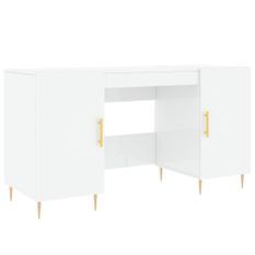 Bureau Blanc brillant 140x50x75 cm Bois d'ingénierie