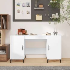 Bureau Blanc brillant 140x50x75 cm Bois d'ingénierie