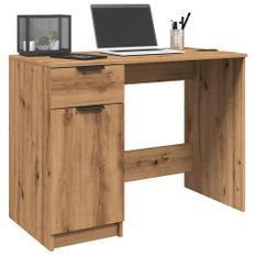 Bureau chêne artisanal 100x50x75 cm bois d'ingénierie