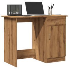 Bureau chêne artisanal 100x50x76 cm bois d'ingénierie