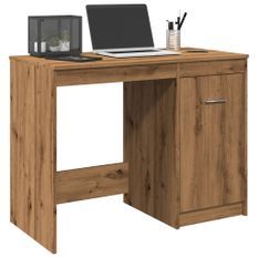 Bureau chêne artisanal 100x50x76 cm bois d'ingénierie