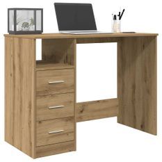 Bureau chêne artisanal 102x76x50 cm bois d'ingénierie