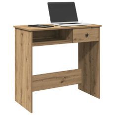 Bureau chêne artisanal 80x40x75 cm bois d'ingénierie