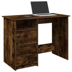 Bureau chêne fumé 102x50x75 cm bois d'ingénierie