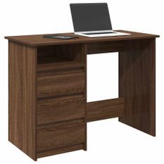 Bureau chêne marron 102x50x75 cm bois d'ingénierie