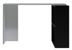 Bureau d'angle avec étagère bois blanc et noir Kaliopa 120 cm
