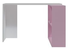 Bureau d'angle avec étagère bois blanc et rose Kaliopa 120 cm