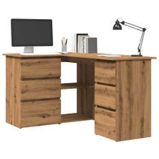 Bureau d'angle chêne artisanal 145x100x76 cm bois d'ingénierie