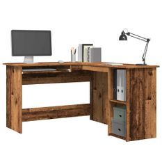 Bureau d'angle vieux bois 120x140x75 cm bois d'ingénierie