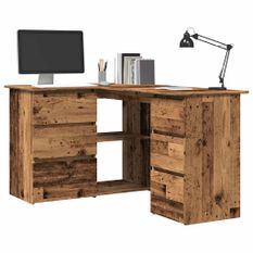 Bureau d'angle vieux bois 145x100x76 cm bois d'ingénierie