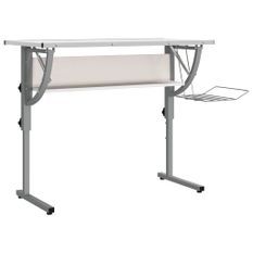 Bureau d'artisanat blanc et gris 110x53x(58-87) cm