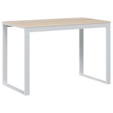 Bureau d'ordinateur Blanc et chêne 110x60x73 cm 2