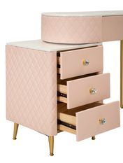 Bureau de lit sharon rose avec tabouret 120x40x75 cm (taille du tabouret ø36x39)