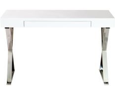 Bureau design bois blanc et pieds métal chromé Azur L 120 cm
