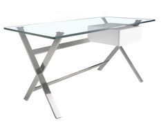 Bureau design Kadora 145 cm - Laque blanc et acier chromé