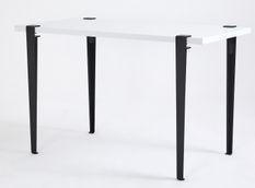 Bureau elegant bois blanc et acier noir Brika 120 cm