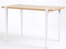 Bureau elegant bois clair et acier blanc Brika 120 cm