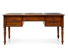 Bureau en bois massif d'acajou 5 tiroirs CASTLE - Style colonial