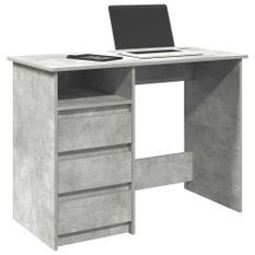 Bureau gris béton 102x50x75 cm bois d'ingénierie