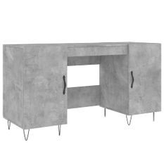 Bureau gris béton 140x50x75 cm bois d'ingénierie