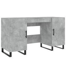 Bureau gris béton 140x50x75 cm bois d'ingénierie