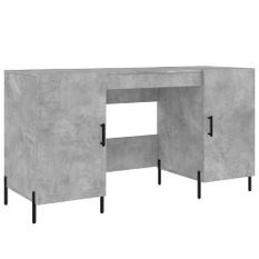 Bureau gris béton 140x50x75 cm bois d'ingénierie