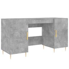 Bureau gris béton 140x50x75 cm bois d'ingénierie