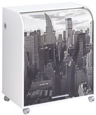 Bureau informatique blanc à rideau imprimé New York Must 80 cm