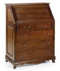 Commode bureau en bois d'acajou marron CASTLE - Style colonial