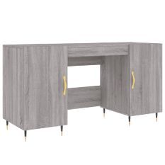 Bureau sonoma gris 140x50x75 cm bois d'ingénierie