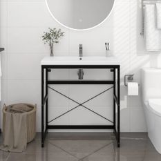 Cadre de lavabo de salle de bain Noir 79x38x83 cm Fer