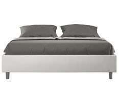 Cadre de lit 140x190 cm simili cuir blanc Agora