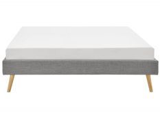 Cadre de lit 160x200 cm avec sommier tissu gris clair Lony