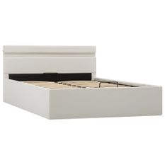 Lit à rangement avec LED Blanc Similicuir 120x200 cm