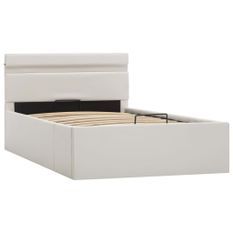 Lit à rangement avec LED Blanc Similicuir 90x200 cm