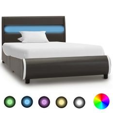 Cadre de lit avec LED Anthracite Similicuir 90x200 cm