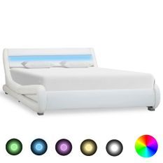 Cadre de lit avec LED Blanc Similicuir 160 x 200 cm 7