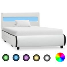 Cadre de lit avec LED Blanc Similicuir 90 x 200 cm 3
