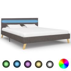 Cadre de lit avec LED Gris clair Tissu 140 x 200 cm 5