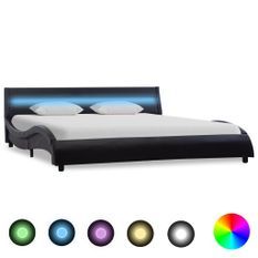 Cadre de lit avec LED Noir Similicuir 140 x 200 cm 4
