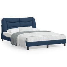 Cadre de lit avec lumières LED bleu 140x190 cm tissu