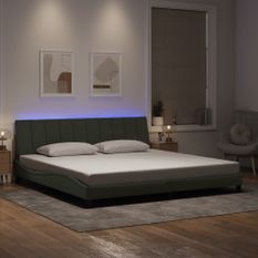 Cadre de lit avec lumières LED gris clair 200x200 cm velours