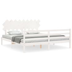 Cadre de lit avec tête de lit blanc Super King Size bois massif