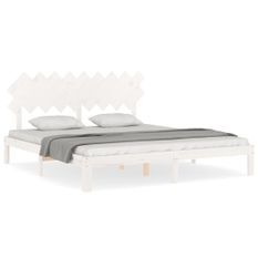 Cadre de lit avec tête de lit blanc Super King Size bois massif