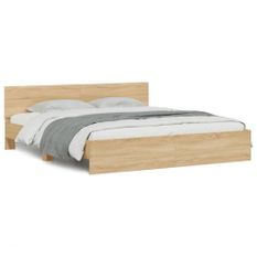 Cadre de lit avec tête de lit chêne sonoma 160x200 cm